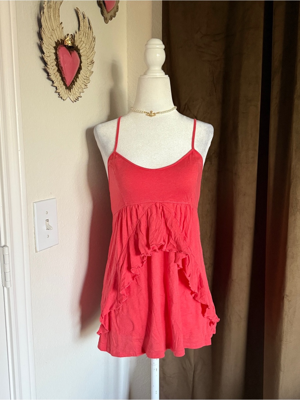 American Eagle Outfitters Babydoll Racerback Ruffled Frilly Tank Top Summer
